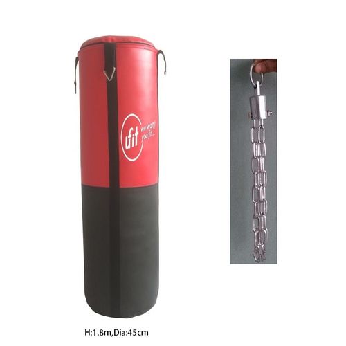 Ufit Heavy Duty PU Boxing Bag – Empty Sandbag – 180 CM – Black/Red