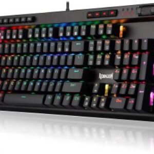 Redragon K580 ريدراجون لوحة مفاتيح الألعاب الكمبيوتر بإضاءة خلفية مع مفاتيح ماكرو وأدوات تحكم مخصصة للوسائط