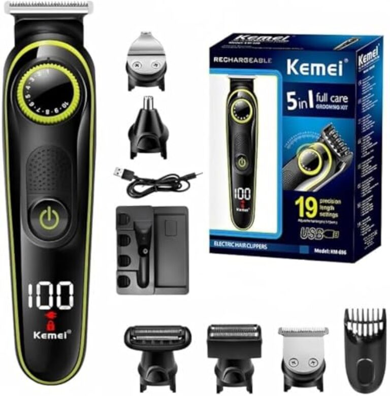 KEMEI KM-696 5 in 1 electric HAIR SHAVER full care grooming kit. Professional Body Ear Nose Hair, Men’s Beard Grooming Kit Mustache Trimmer, Cordless Electric Hair Clippers Haircut
