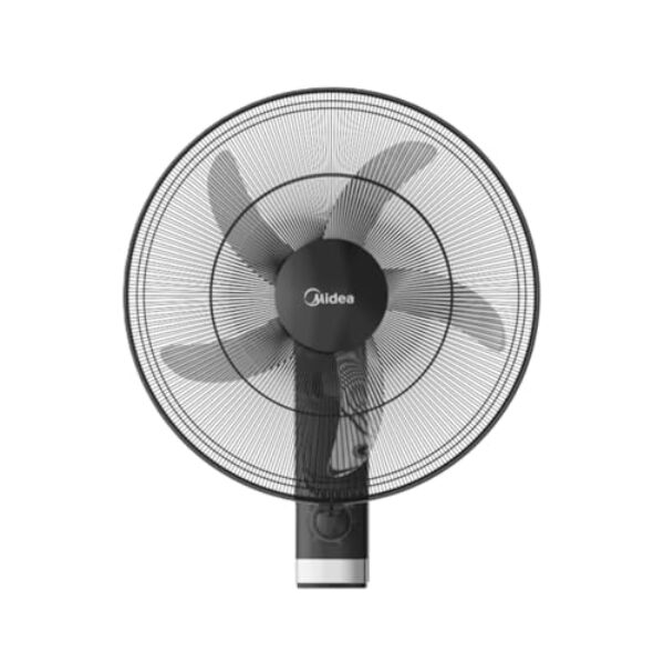 Midea Wall Fan18Inch FW45-25M-BK, Copper Motor, 75W, Reach to 1300 RPM, 5 Blades Durable ABS impact Resist, Whisper Quiet 6% Quieter, Tech Wind Air Boost Black