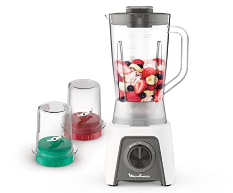 Moulinex LM2C31EG Blendeo Plus, Blender, 400 Watts, Jar 1.5 Liters, 2 Speeds and Pulse, Grinder and Grater, Ice Crush, Zelkrom Blades, White