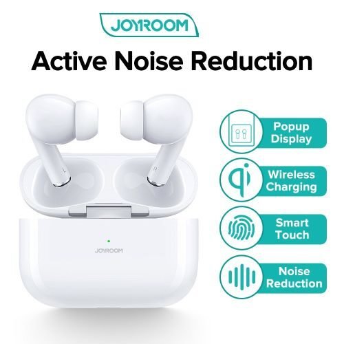 JOYROOM JR-T03S Pro – ANC سماعتين بلوتوث بخاصية تقليل الضوضاء للمكالمات والموسيقى بصوت قوى محيطى – ابيض